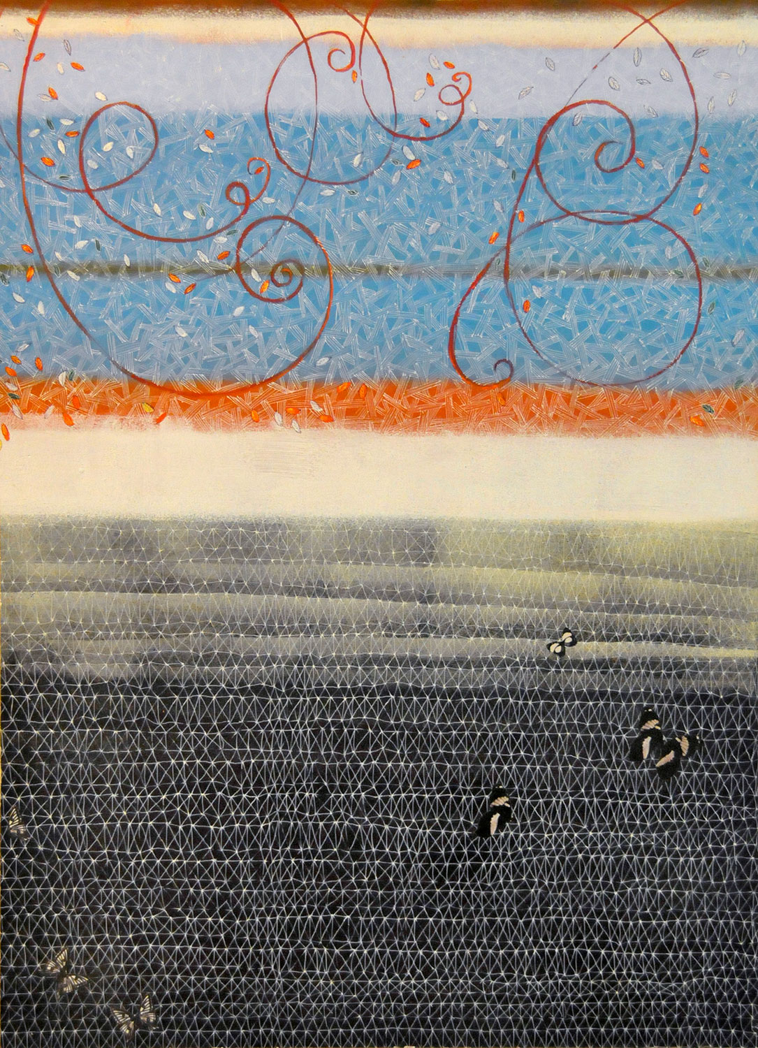 ARCHITETTURA 1 SOSPESA olio acrilico collage 61,5 x 45 (2008)