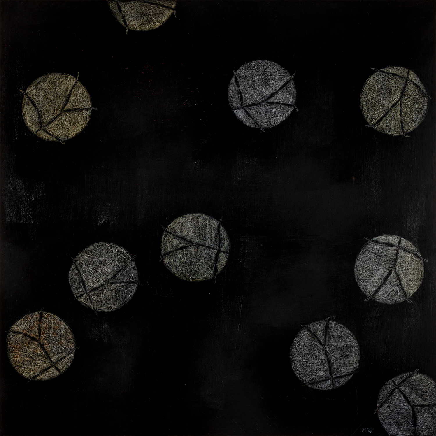 GIRO IN TONDO olio pastello dim 100×100 anno 2019