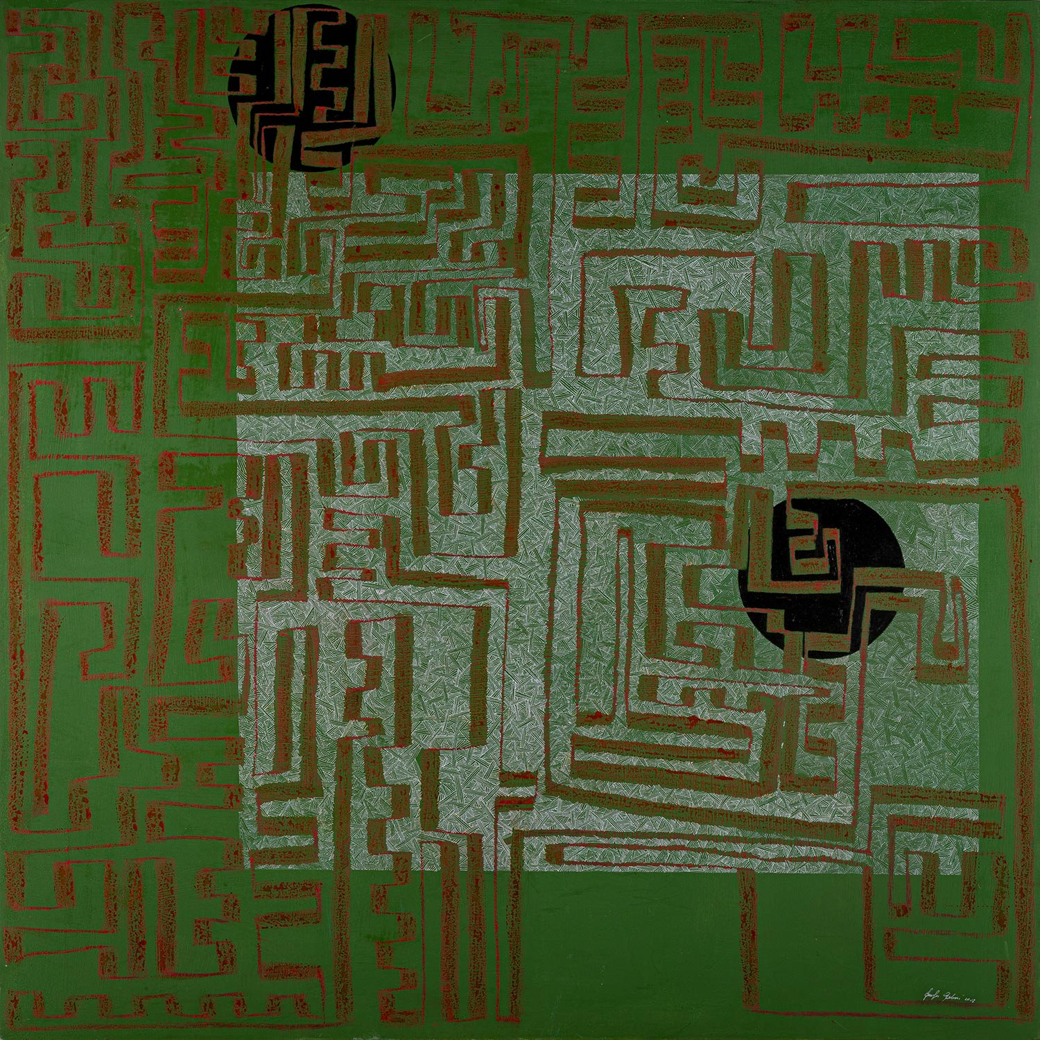 ORIENTE OCCIDENTE olio acrilico dim 100×100 anno 2018